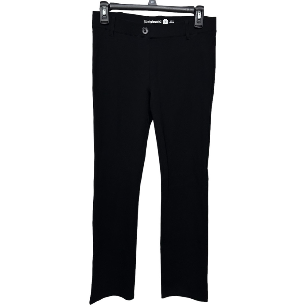 Betabrand Black Classic Straight Leg Yoga Dress Pants Sz Small W0076-BK Stretch